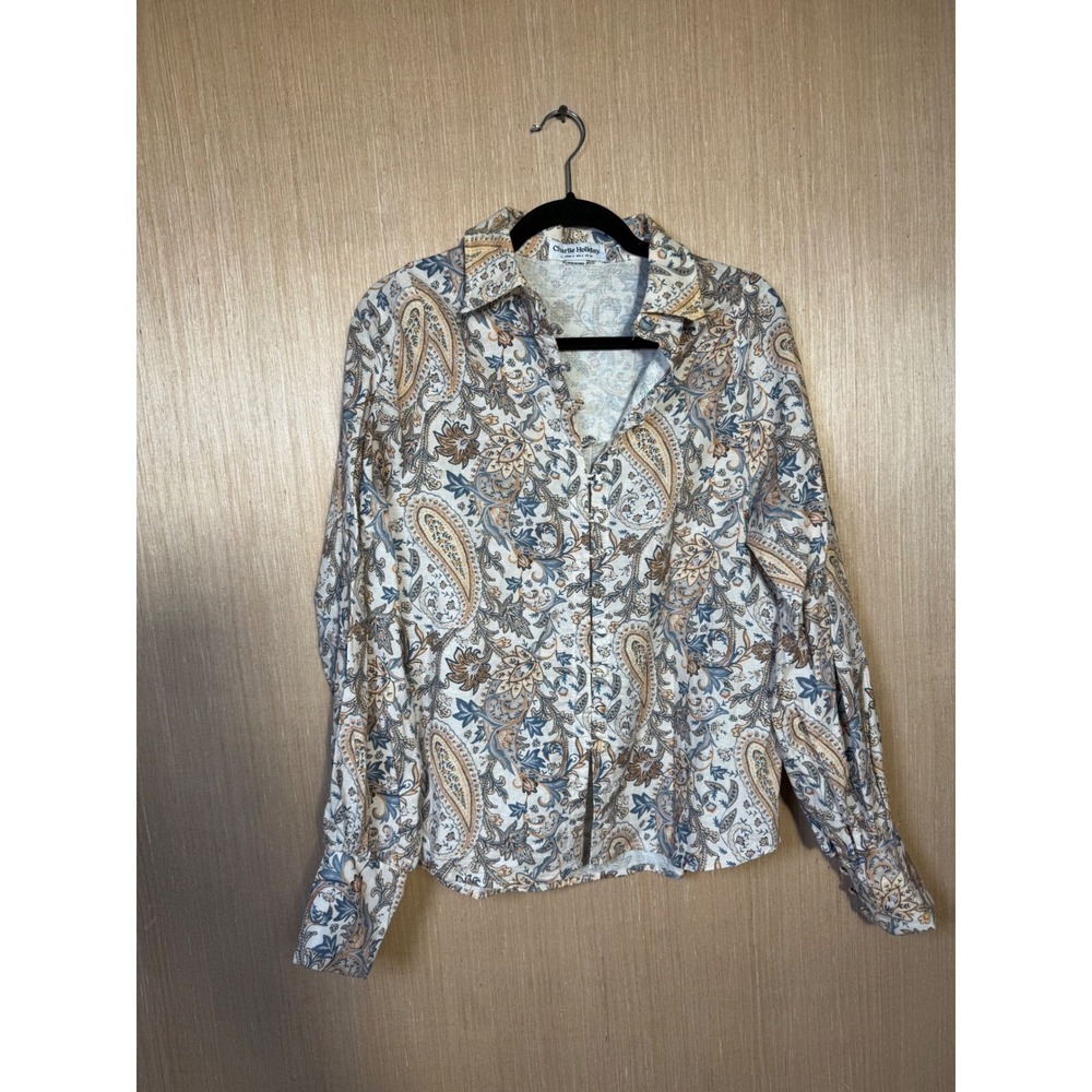Charlie Holiday Anthropologie $115 XS Paisley Print Long Sleeve Button Up Casual